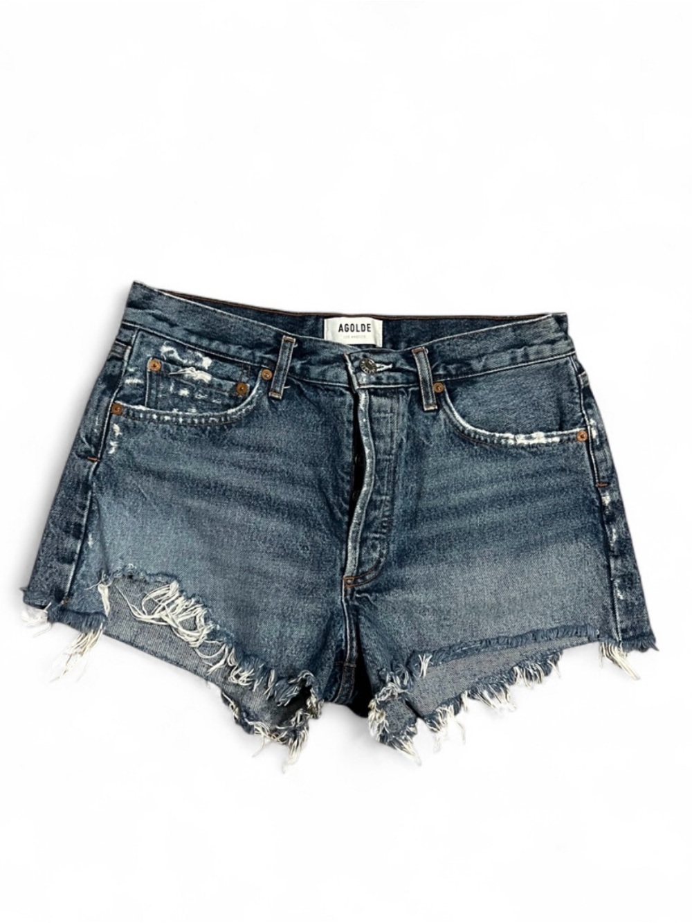 Agolde Dark Blue Distressed Denim Shorts-Parker size 28